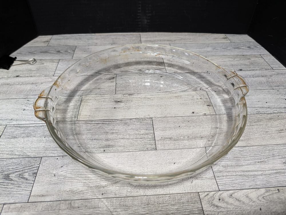 Vintage PYREX #229 Crimp Edge Clear Glass Deep Pie Dish 9.5" x 2" Made in USA